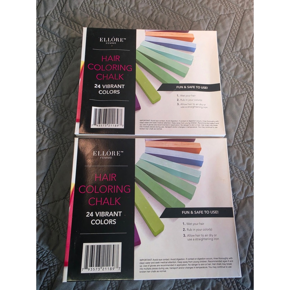 Ellore Femme Hair Coloring Chalk 24 Vibrant Colors Lot of 2 Total 48 Sticks